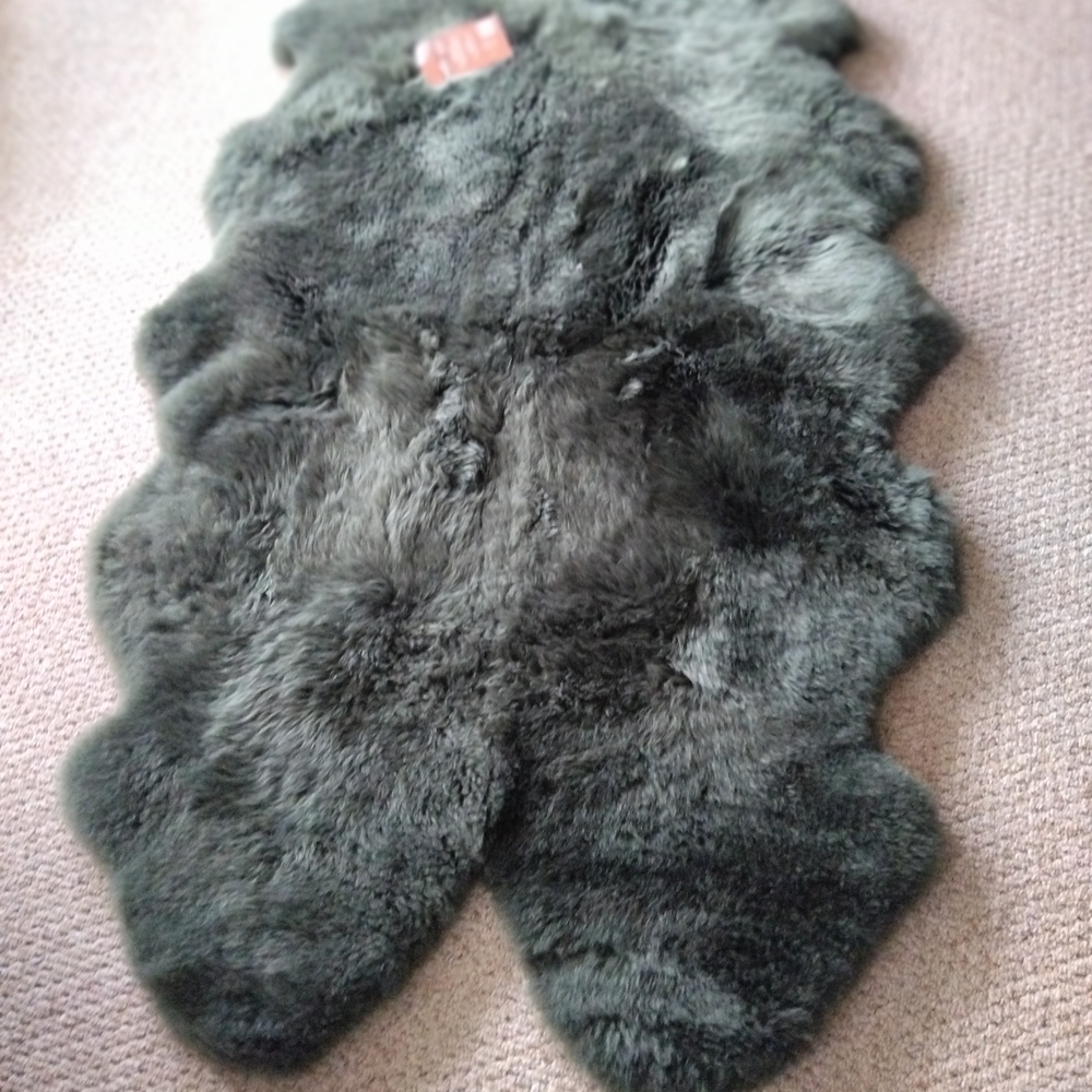 Luxurious huge Sage Green Sheepskin Fur Rug 6x4 dark sage green